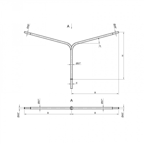Консольный кронштейн двухрожковый К3-2,5-1,5-1-1